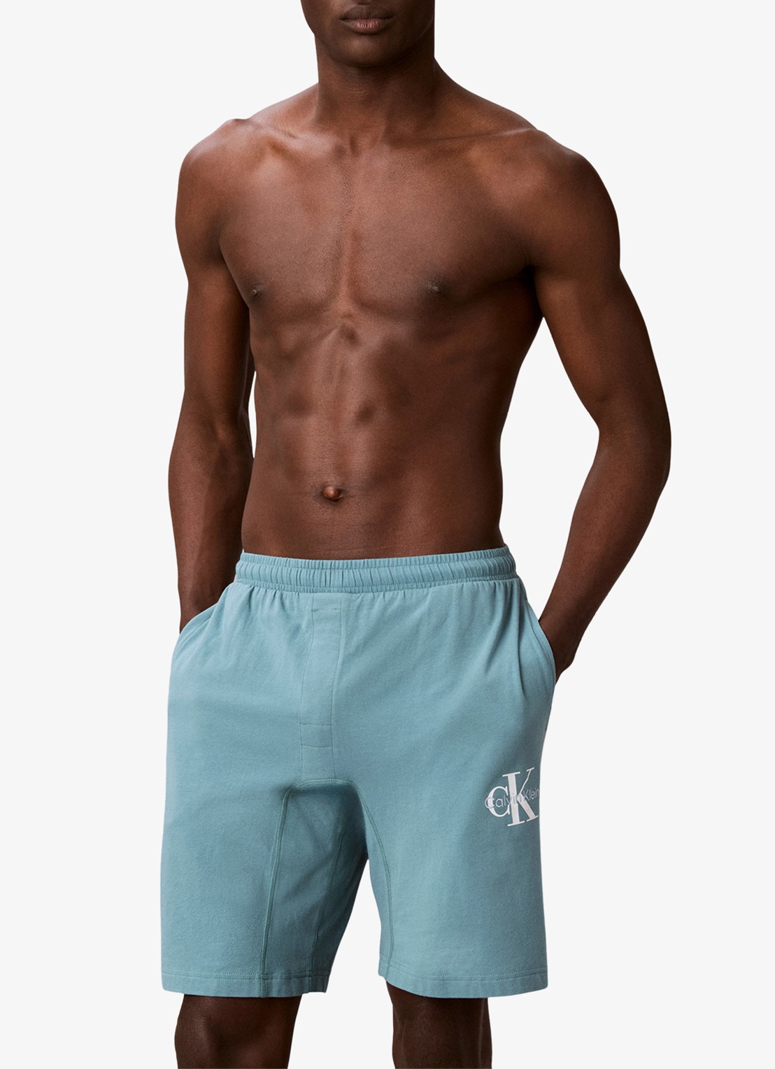 Calvin Klein Pyjamabroek met logo - detail 4 lichtblauw