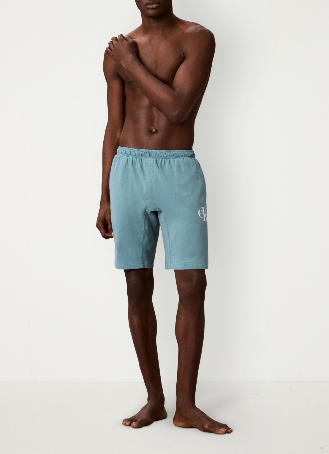Calvin Klein Pyjamabroek met logo - voorkant 3 lichtblauw