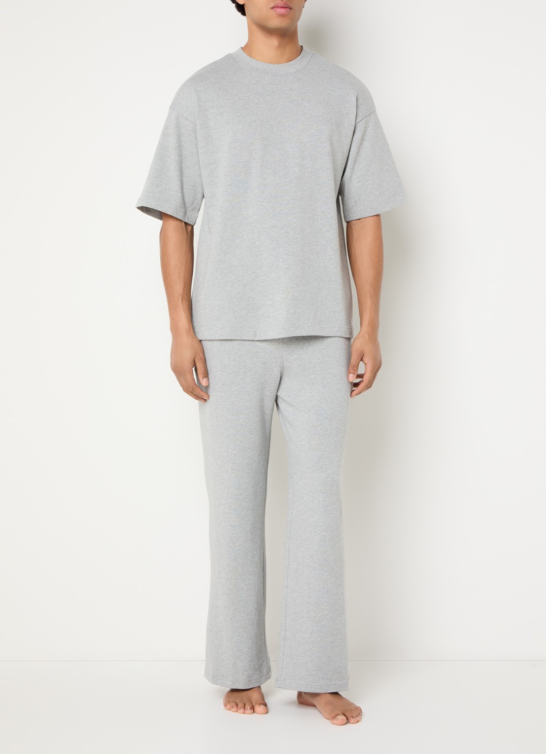 Calvin Klein Pyjamabroek met logoband - voorkant 4 lichtgrijs