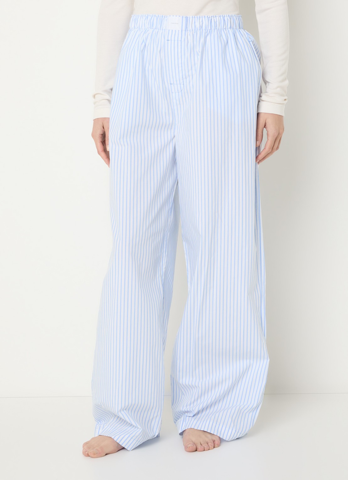 Calvin Klein Pyjamabroek met logoband - detail 2 lichtblauw