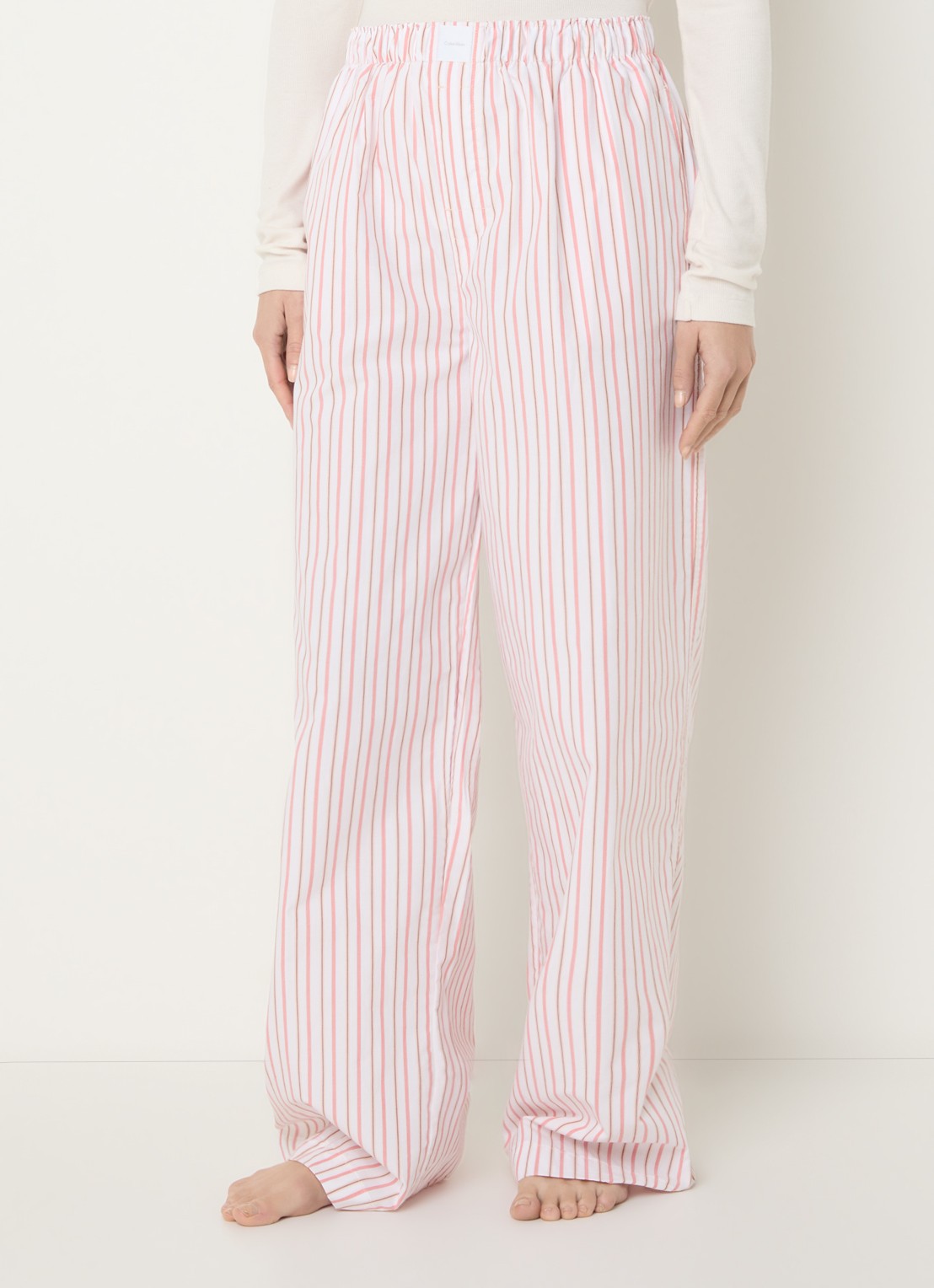 Calvin Klein Pyjamabroek met logoband - detail abrikoos