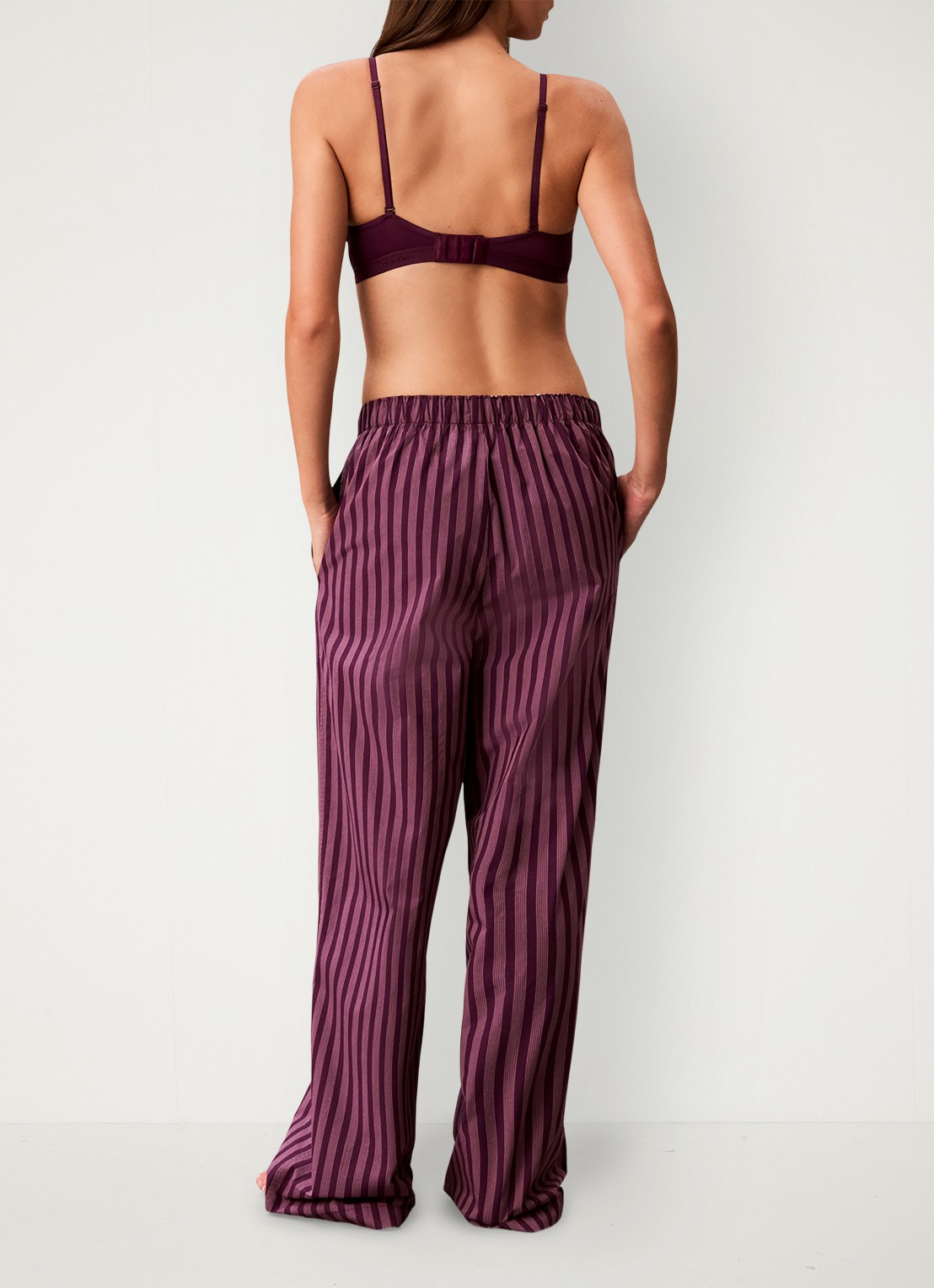 Calvin Klein Pyjamabroek met logoband - achterkant bespoke stripe+dark purple-4i7