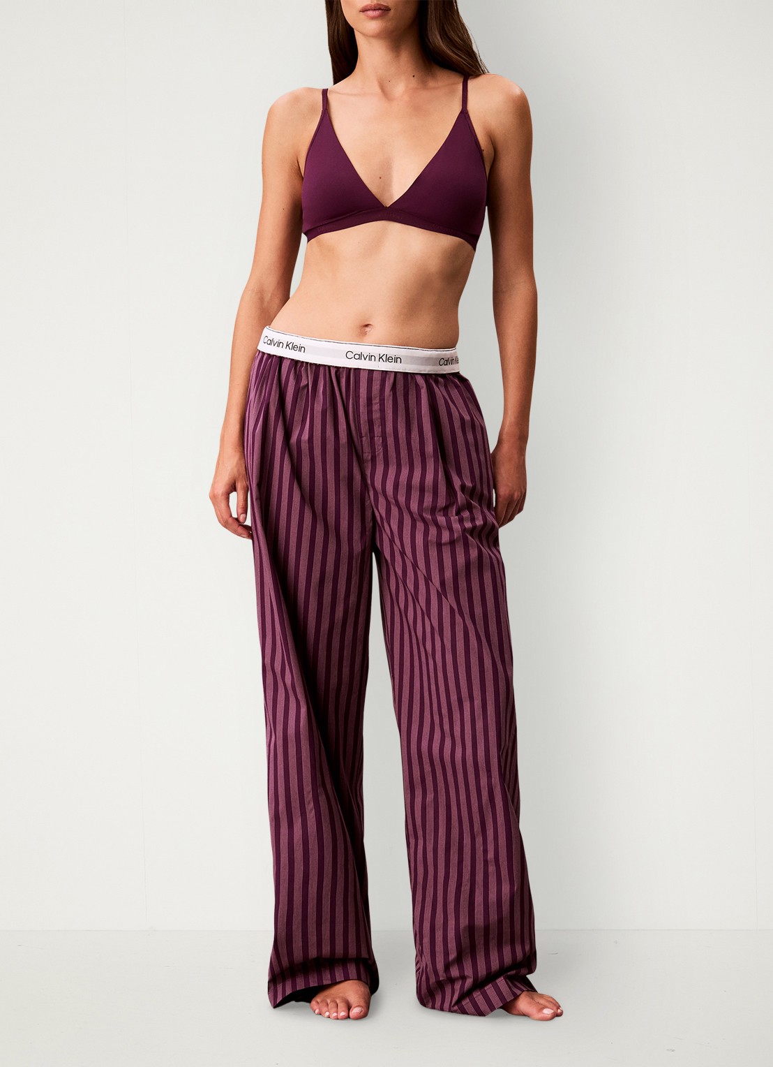 Calvin Klein Pyjamabroek met logoband - voorkant 6 bespoke stripe+dark purple-4i7