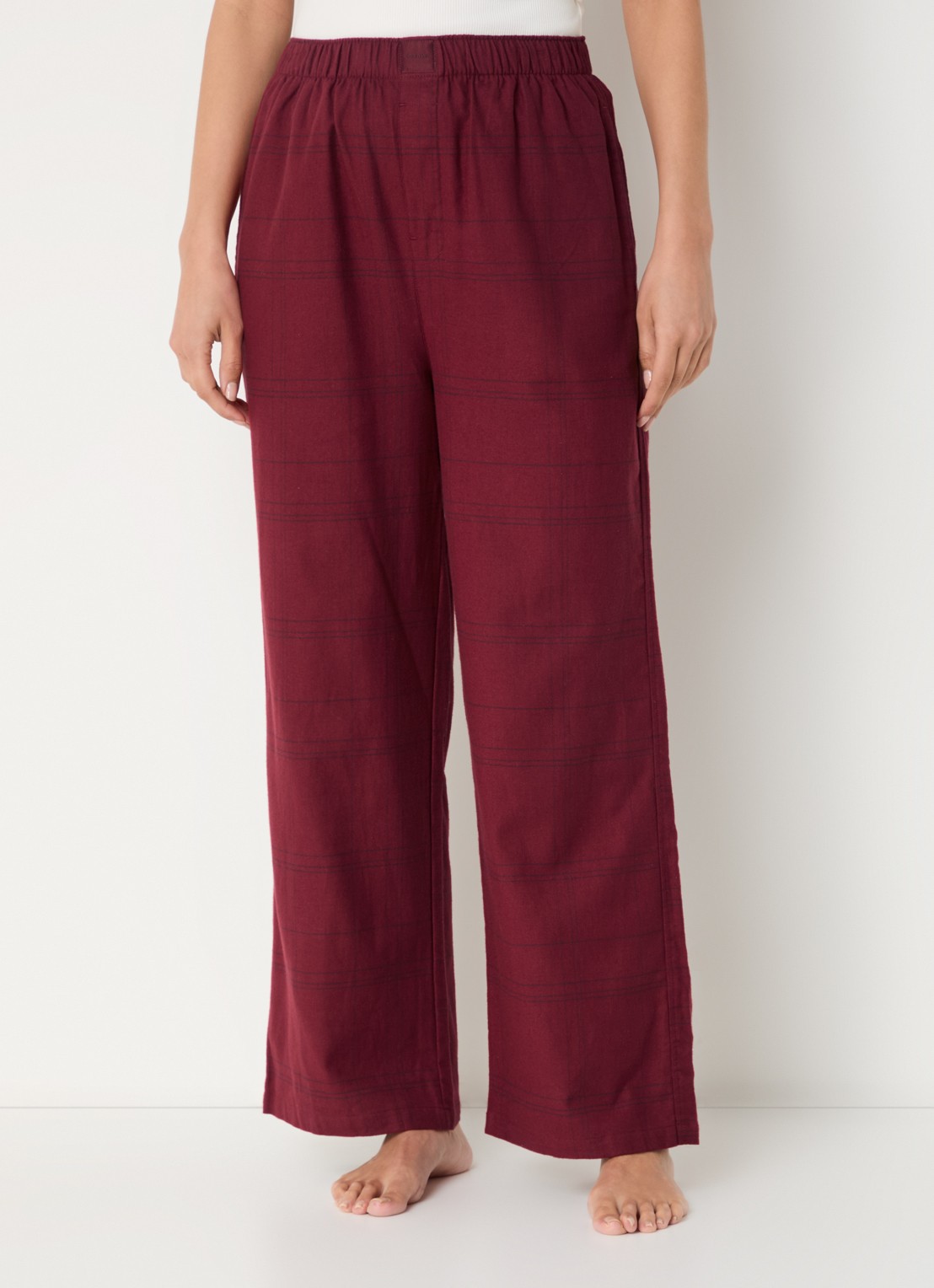 Calvin Klein Pyjamabroek met ruitdessin - detail 4 donkerrood