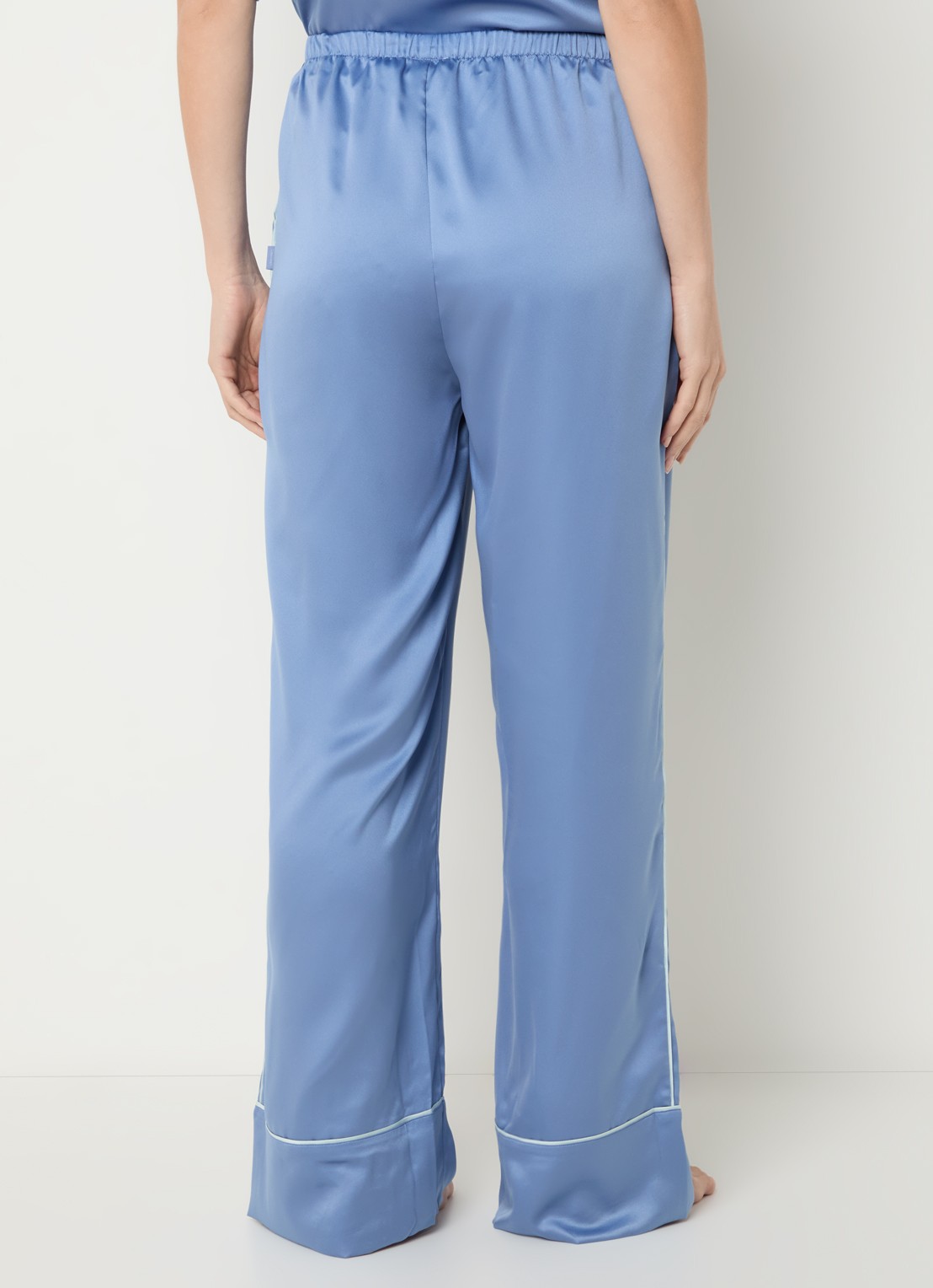 Calvin Klein Pyjamabroek van satijn - achterkant staalblauw