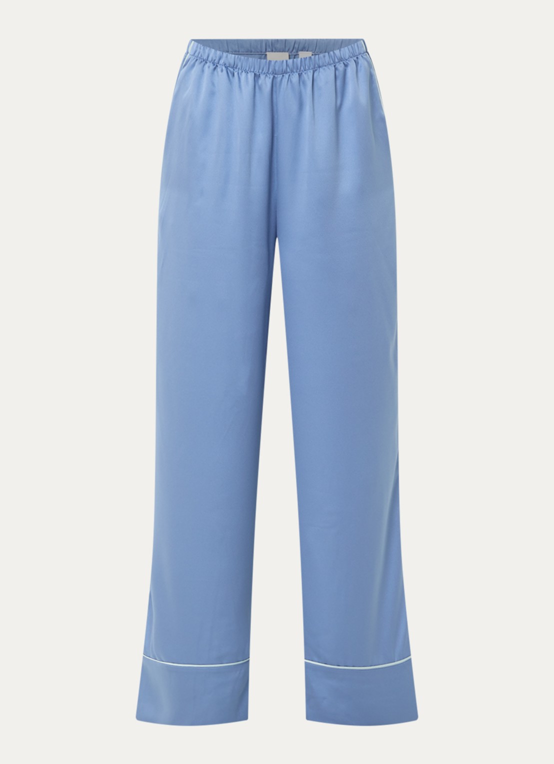 Calvin Klein Pyjamabroek van satijn - voorkant 3 staalblauw