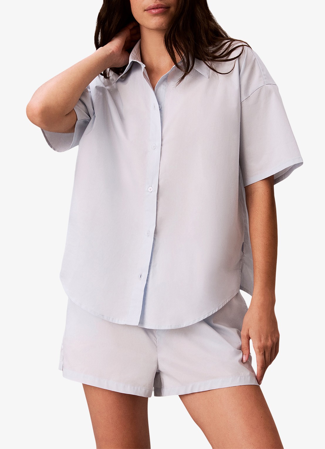 Calvin Klein Pyjamaset met logo 2-delig - detail lichtblauw
