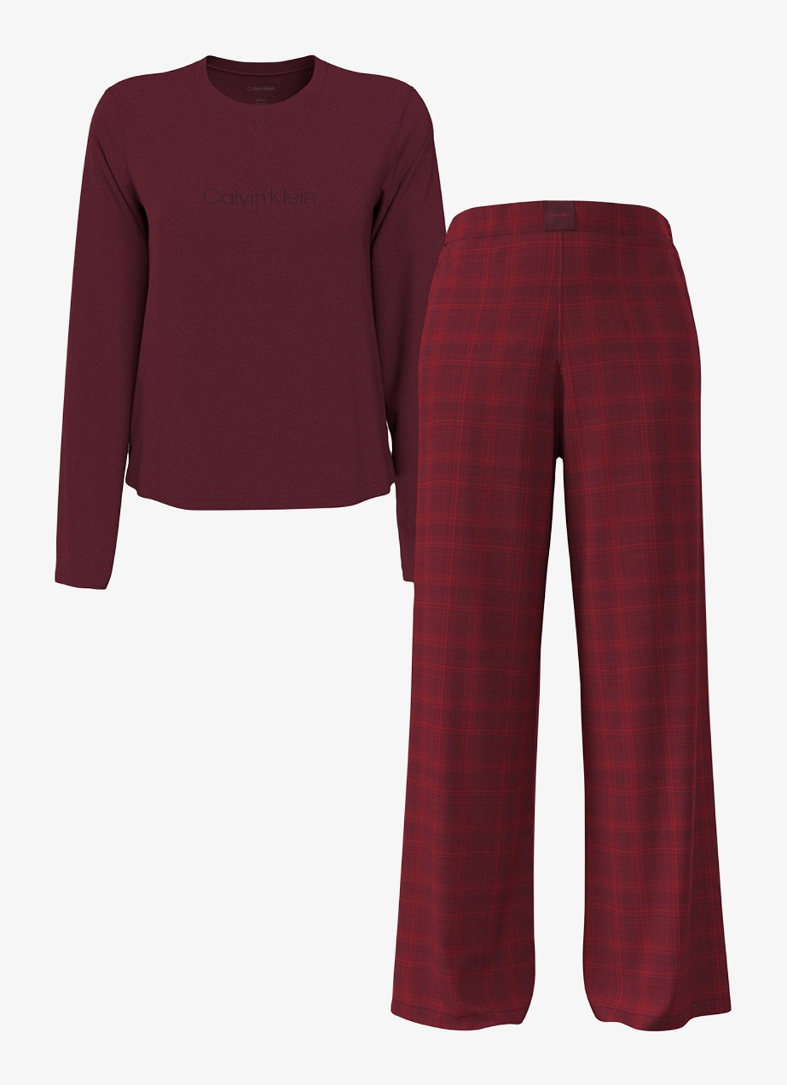 Calvin Klein Pyjamaset met ruitdessin 2-delig - voorkant 4 bordeauxrood
