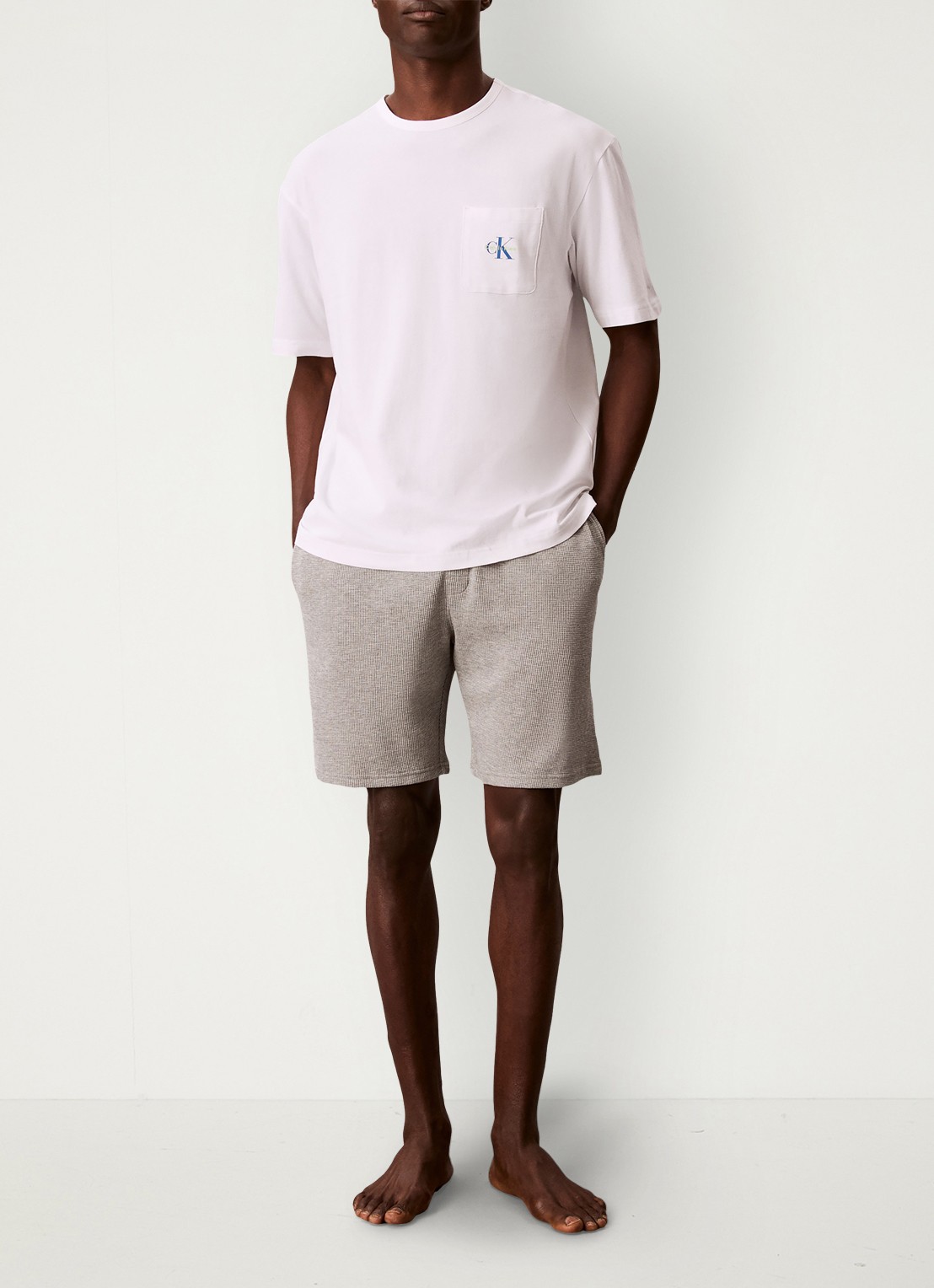 Calvin Klein Pyjamashirt met logo - voorkant 5 wit