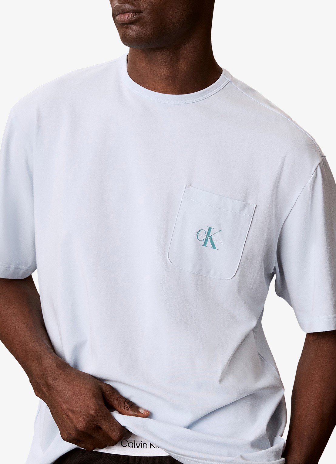 Calvin Klein Pyjamashirt met logo - detail 5 blauw