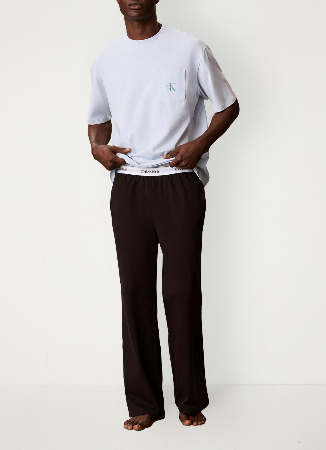 Calvin Klein Pyjamashirt met logo - voorkant 3 blauw