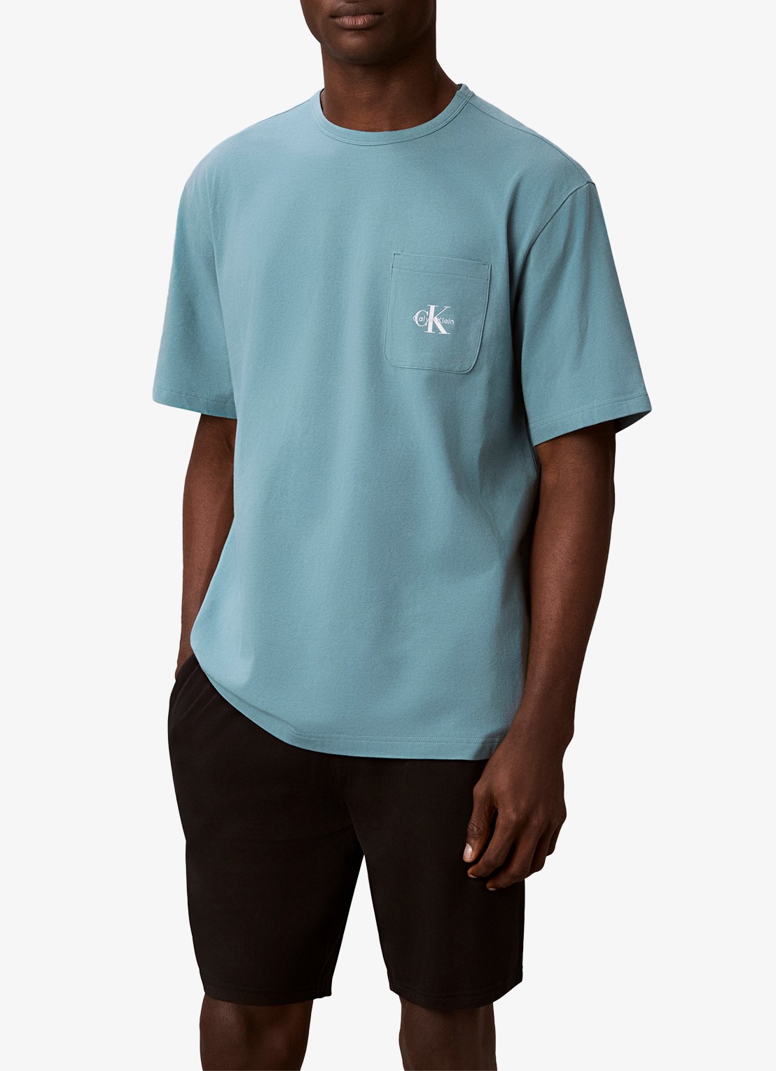 Calvin Klein Pyjamashirt met logo - detail lichtblauw
