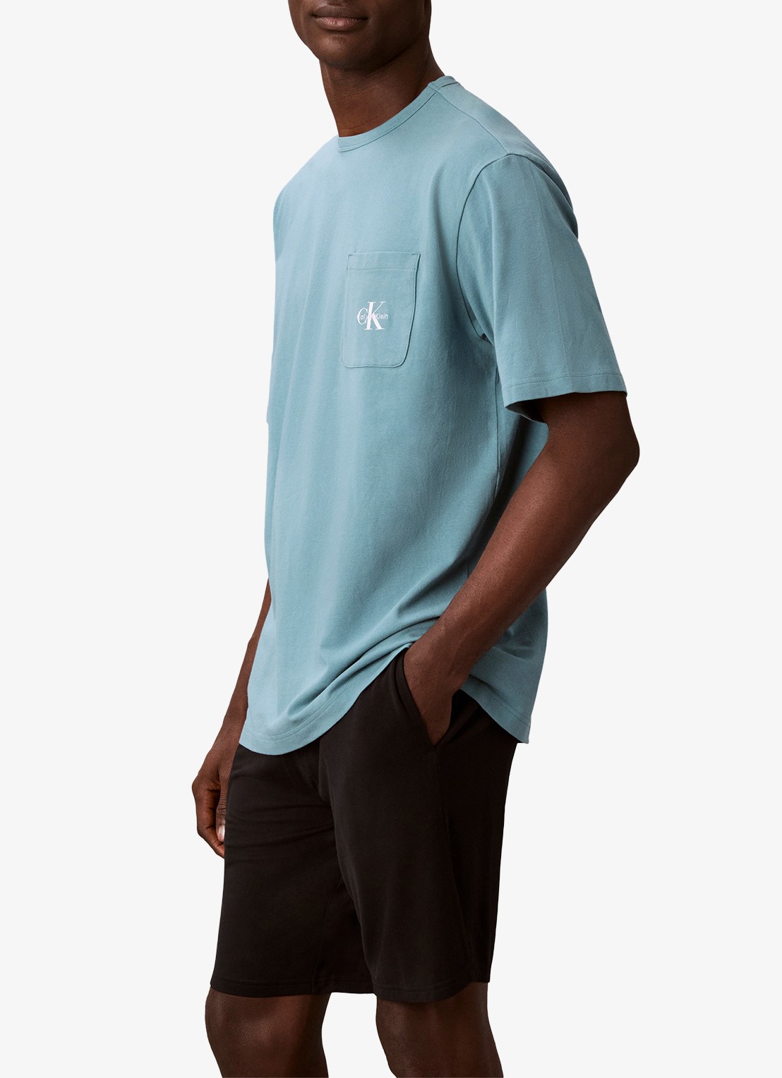 Calvin Klein Pyjamashirt met logo - detail 2 lichtblauw