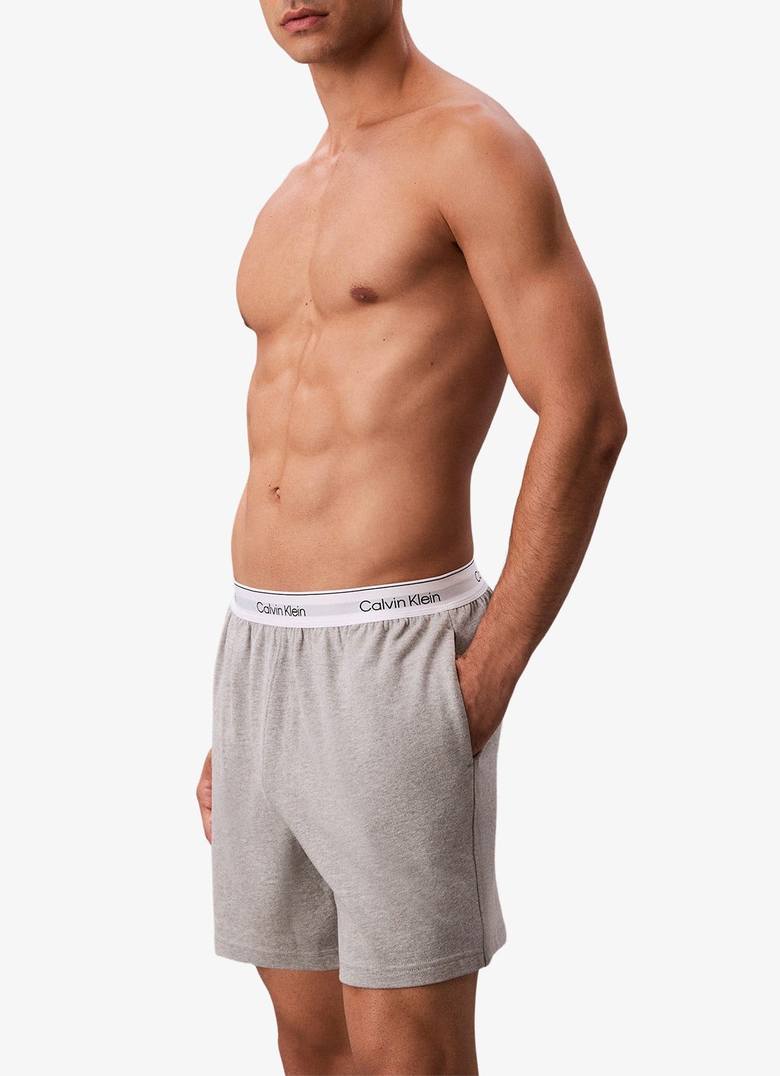 Calvin Klein Pyjamashorts met logoband - detail 2 lichtgrijs