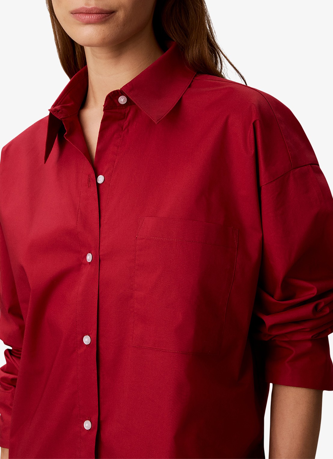 Calvin Klein Pyjamatop met kraag - detail 2 donkerrood