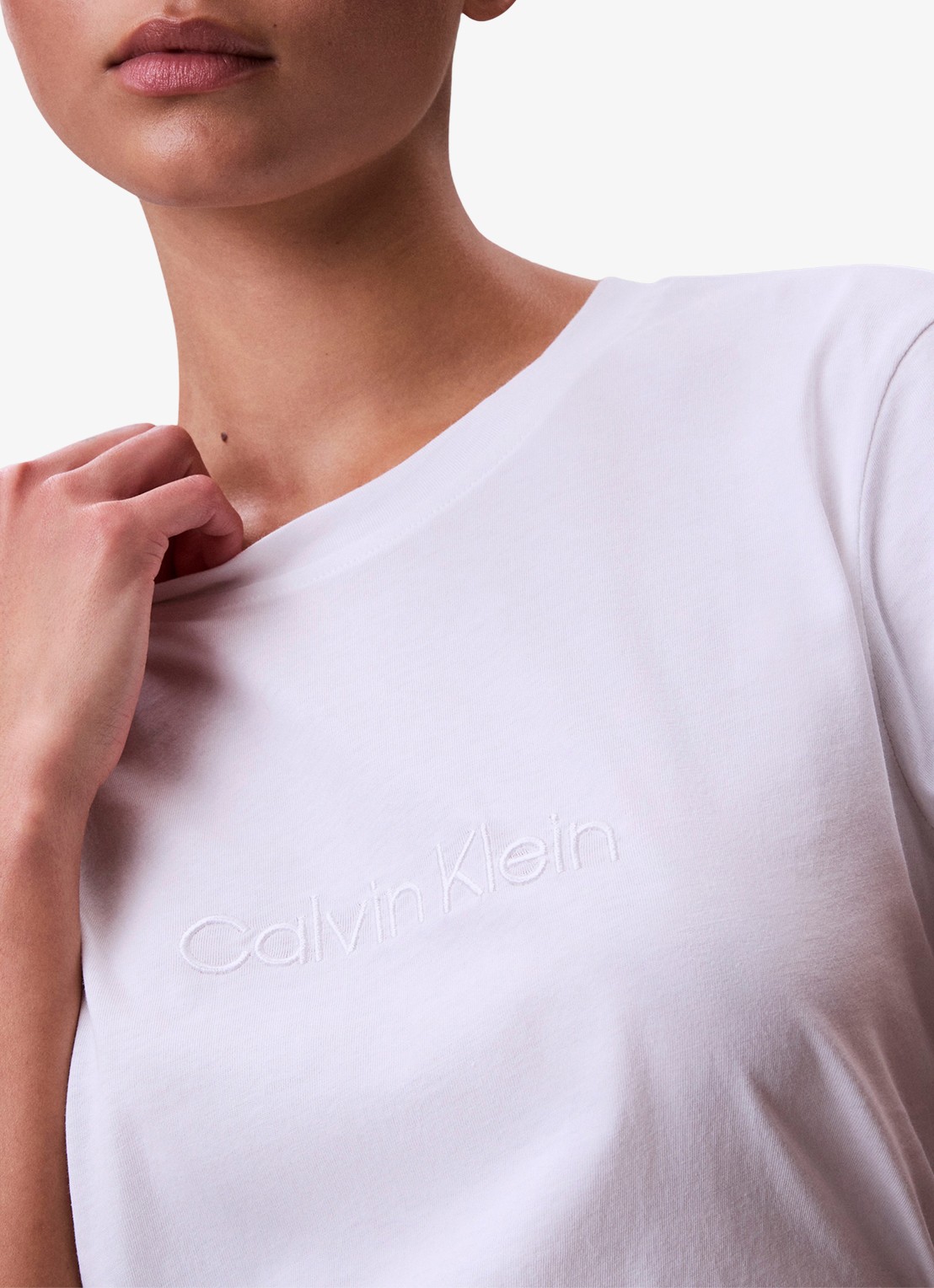 Calvin Klein Pyjamatop met logoborduring - detail 2 wit