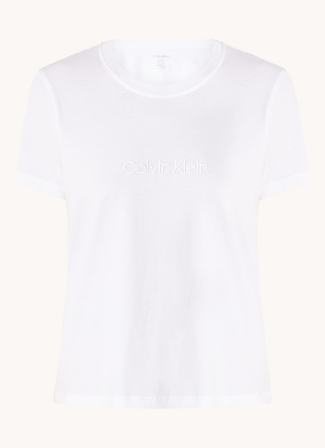 Calvin Klein Pyjamatop met logoborduring - voorkant 6 wit