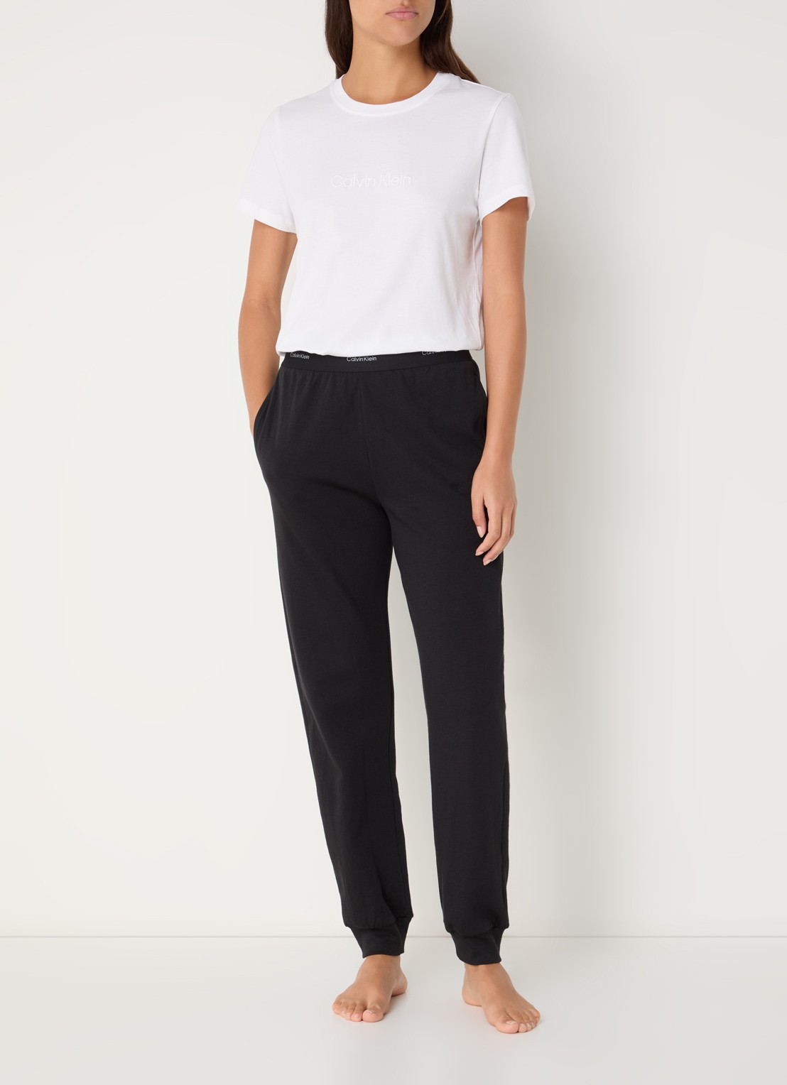 Calvin Klein Pyjamatop met logoborduring - voorkant 7 wit