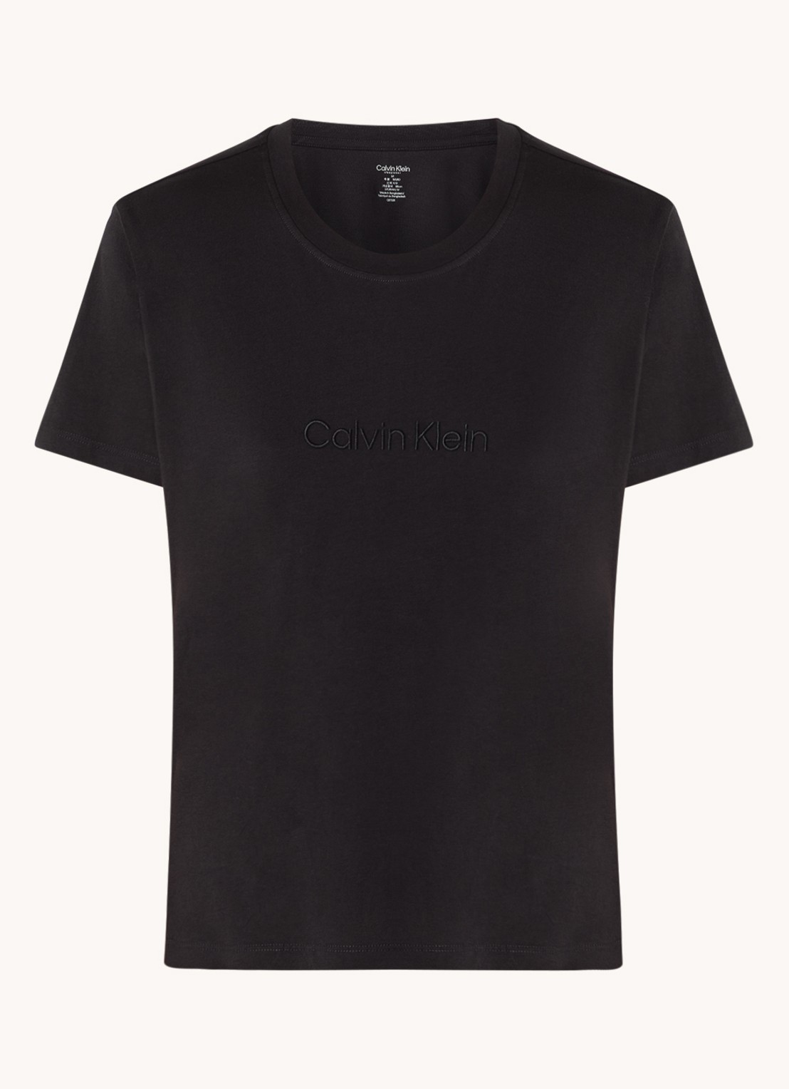 Calvin Klein Pyjamatop met logoborduring - voorkant 2 zwart