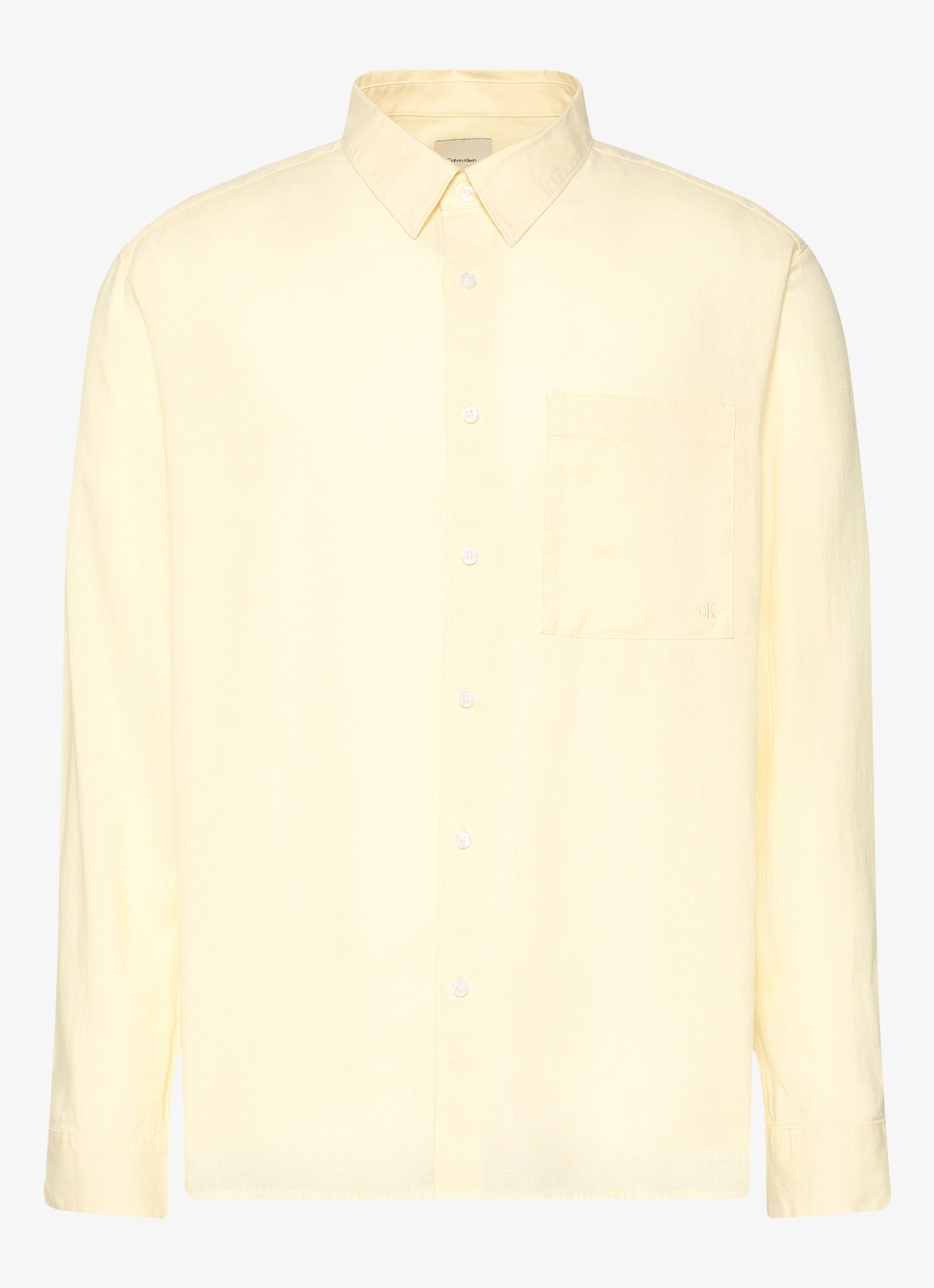 Calvin Klein Regular fit overhemd in linnenblend - voorkant lichtgeel