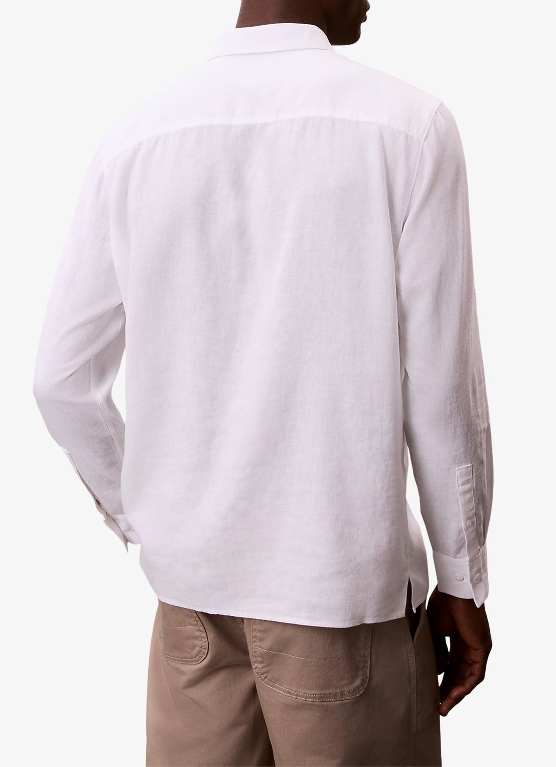 Calvin Klein Regular fit overhemd in linnenblend - achterkant 5 wit