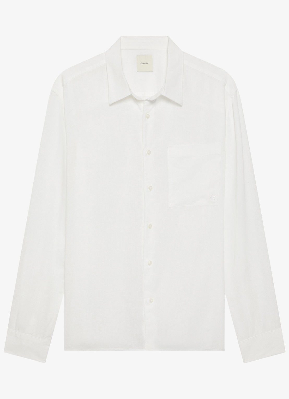 Calvin Klein Regular fit overhemd in linnenblend - voorkant wit