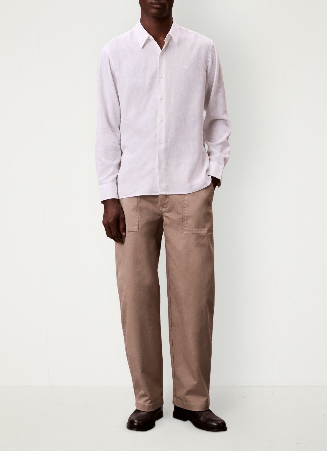 Calvin Klein Regular fit overhemd in linnenblend - voorkant 2 wit