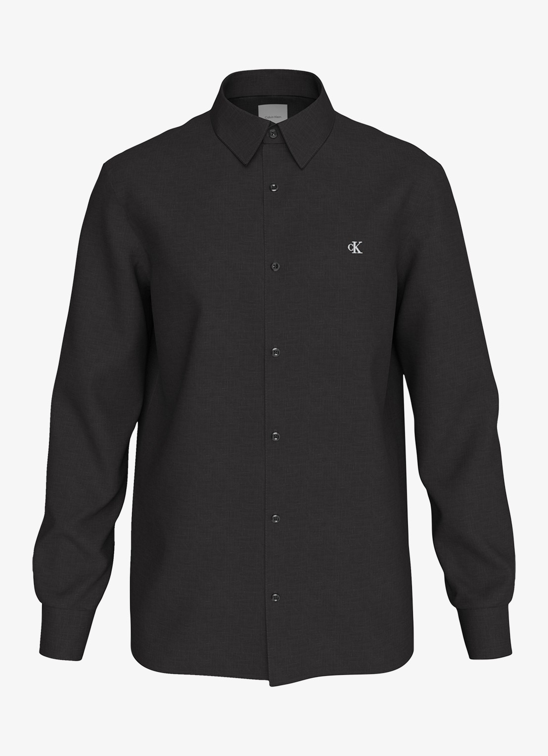 Calvin Klein Regular fit overhemd in linnenblend - voorkant black-ub1 /  zwart