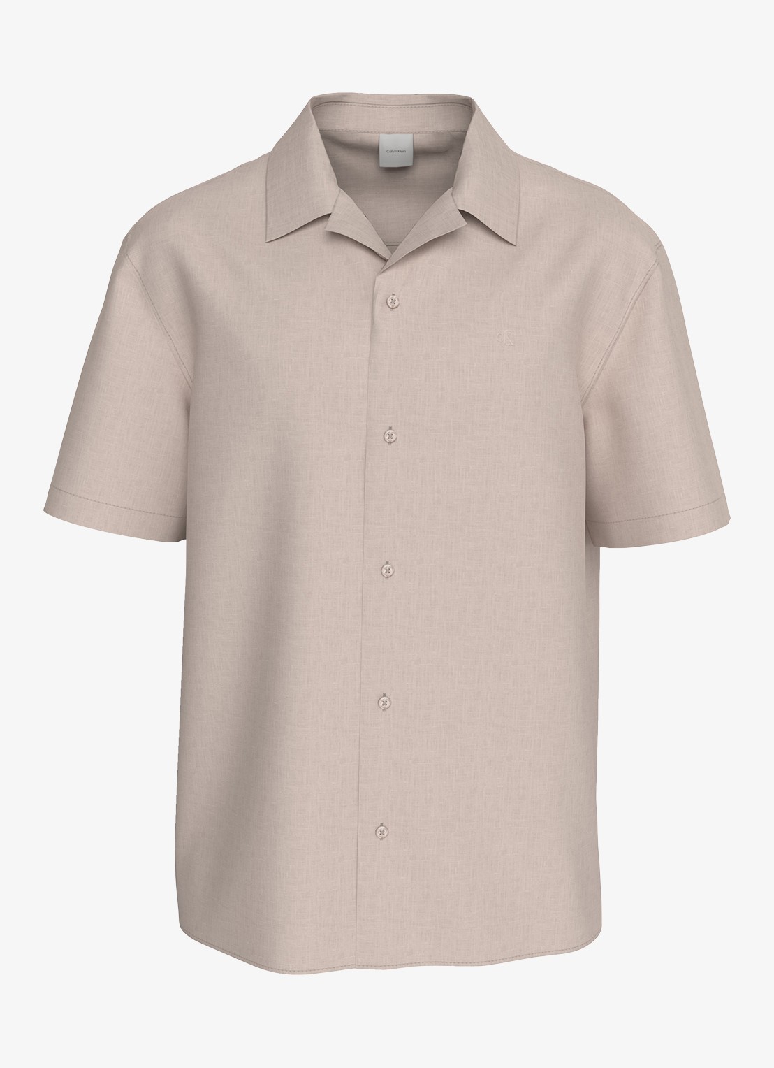 Calvin Klein Regular fit overhemd in linnenblend - voorkant perzikroze
