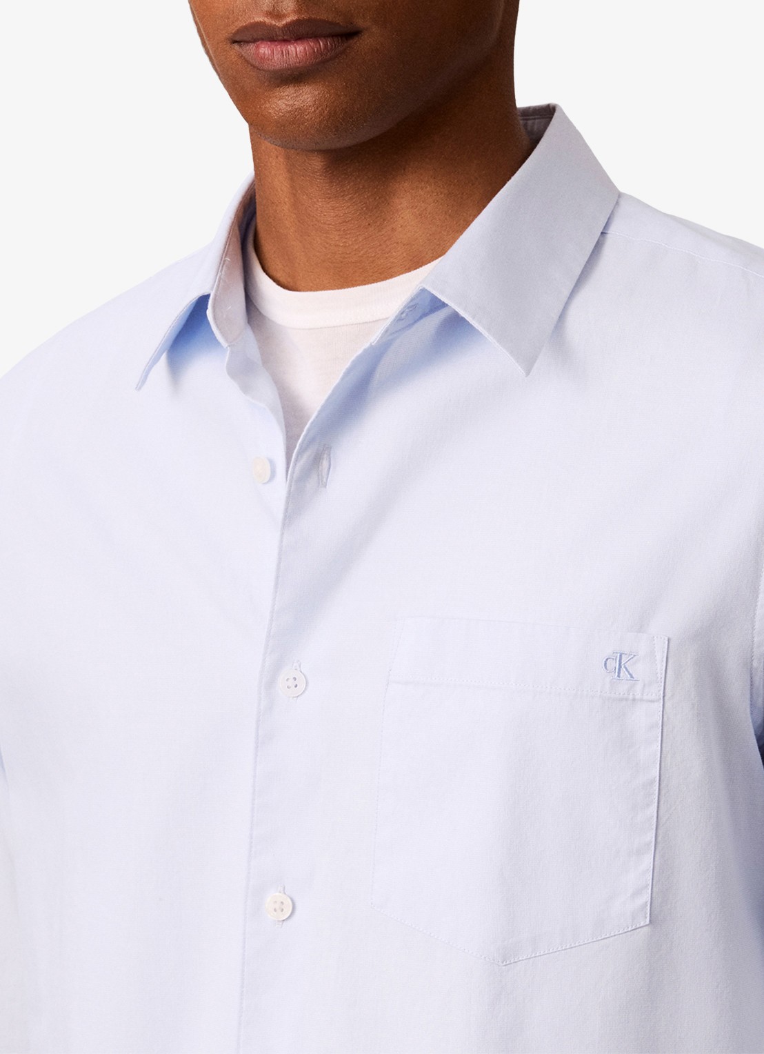 Calvin Klein Regular fit overhemd met borstzak - detail 2 lichtblauw