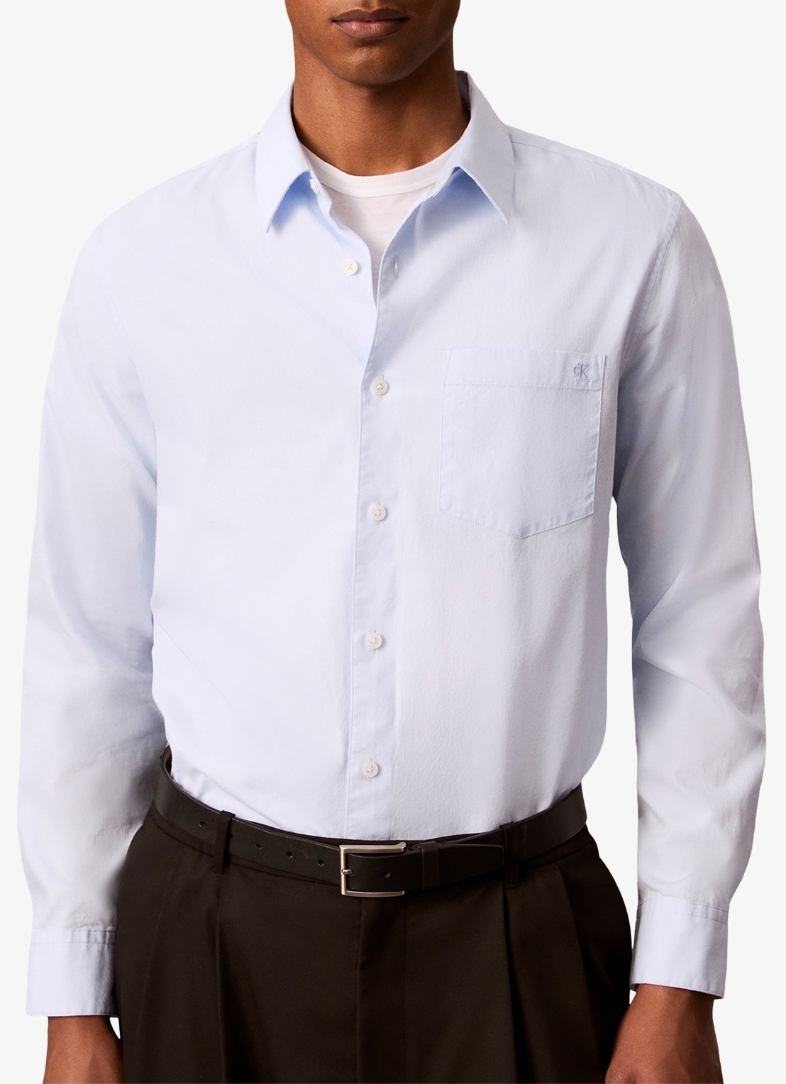 Calvin Klein Regular fit overhemd met borstzak - detail 3 lichtblauw