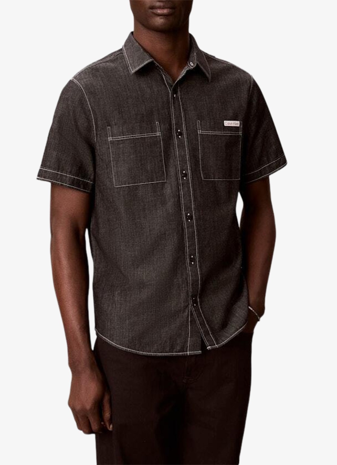 Calvin Klein Regular fit overhemd met borstzakken - detail 3 zwart