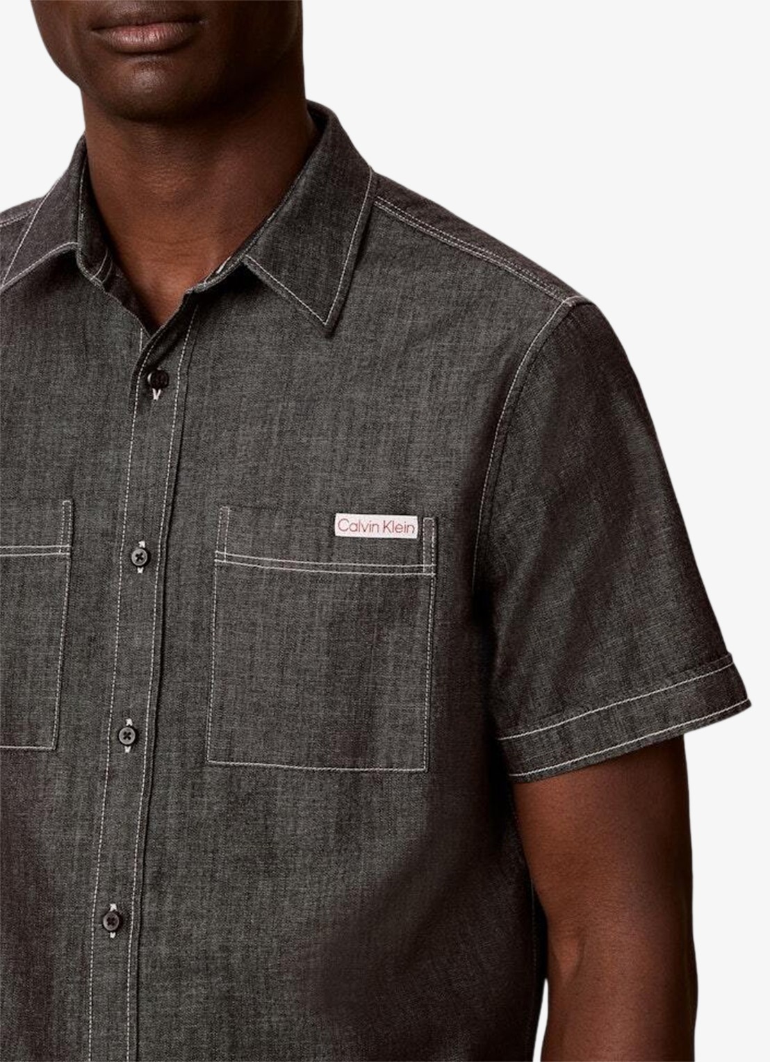 Calvin Klein Regular fit overhemd met borstzakken - detail 4 zwart
