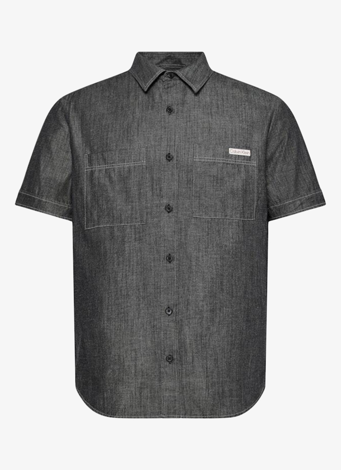 Calvin Klein Regular fit overhemd met borstzakken - voorkant 2 zwart