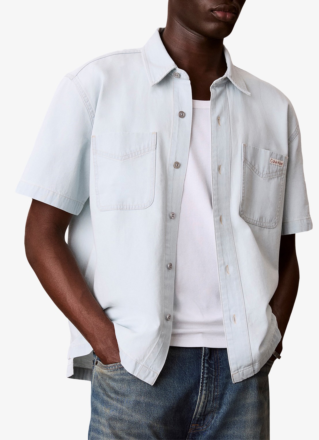 Calvin Klein Regular fit overhemd met logo - detail 5 lichtblauw