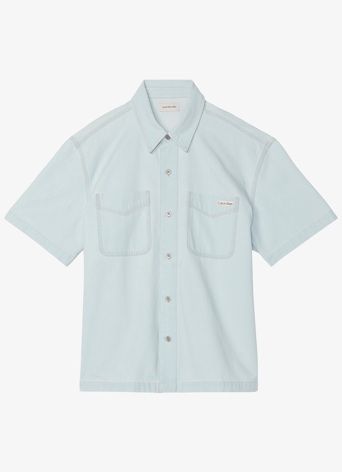 Calvin Klein Regular fit overhemd met logo - voorkant lichtblauw
