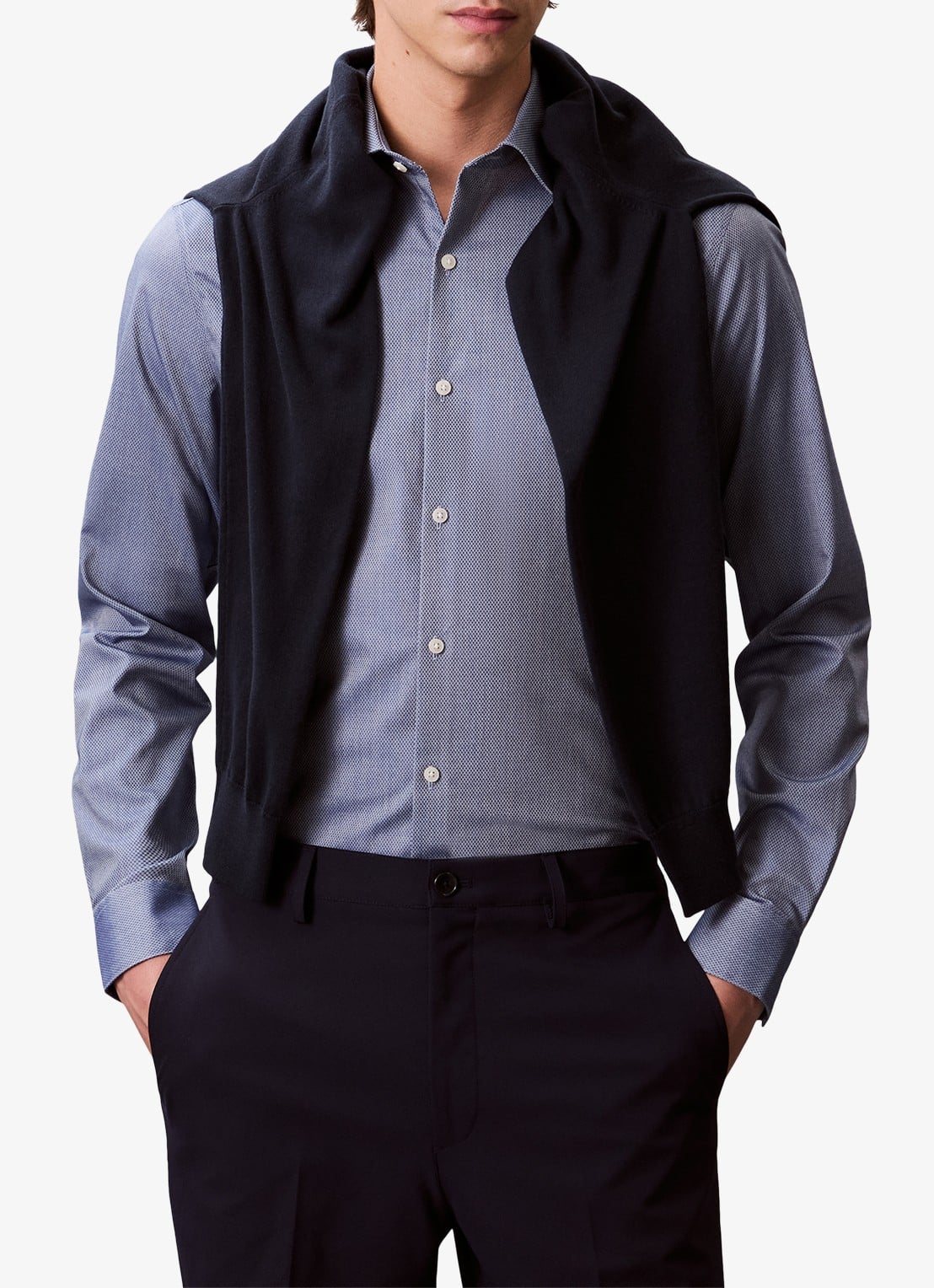 Calvin Klein Regular fit overhemd met logoborduring - detail 4 blauw
