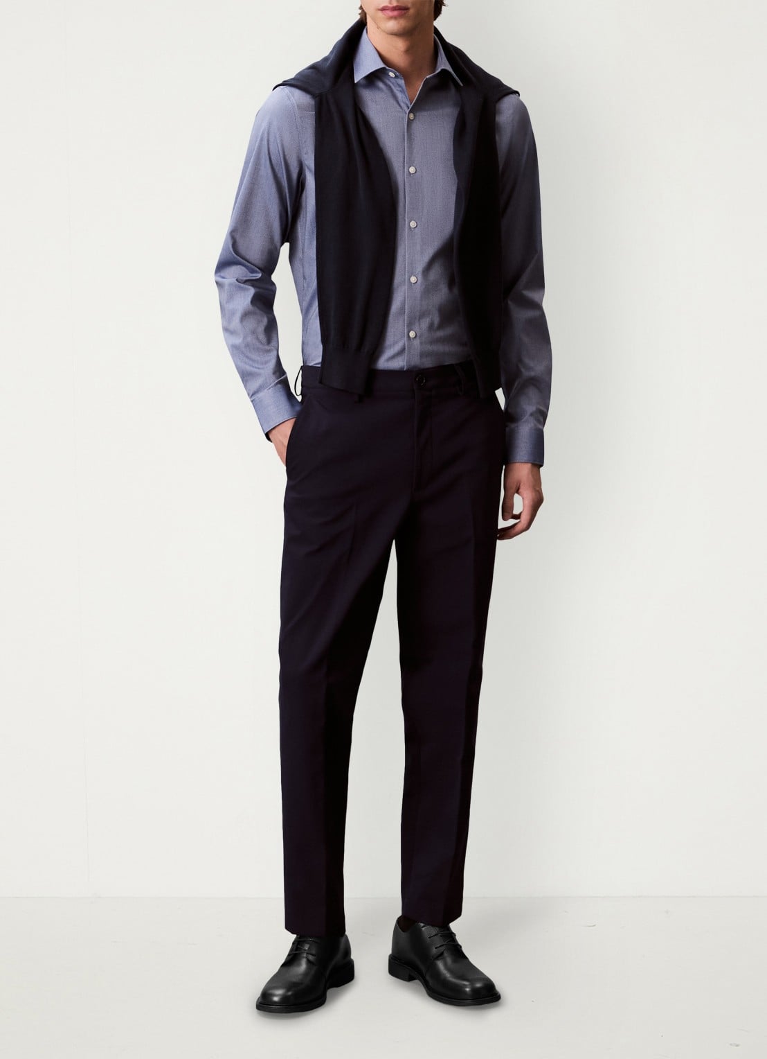 Calvin Klein Regular fit overhemd met logoborduring - voorkant 6 blauw