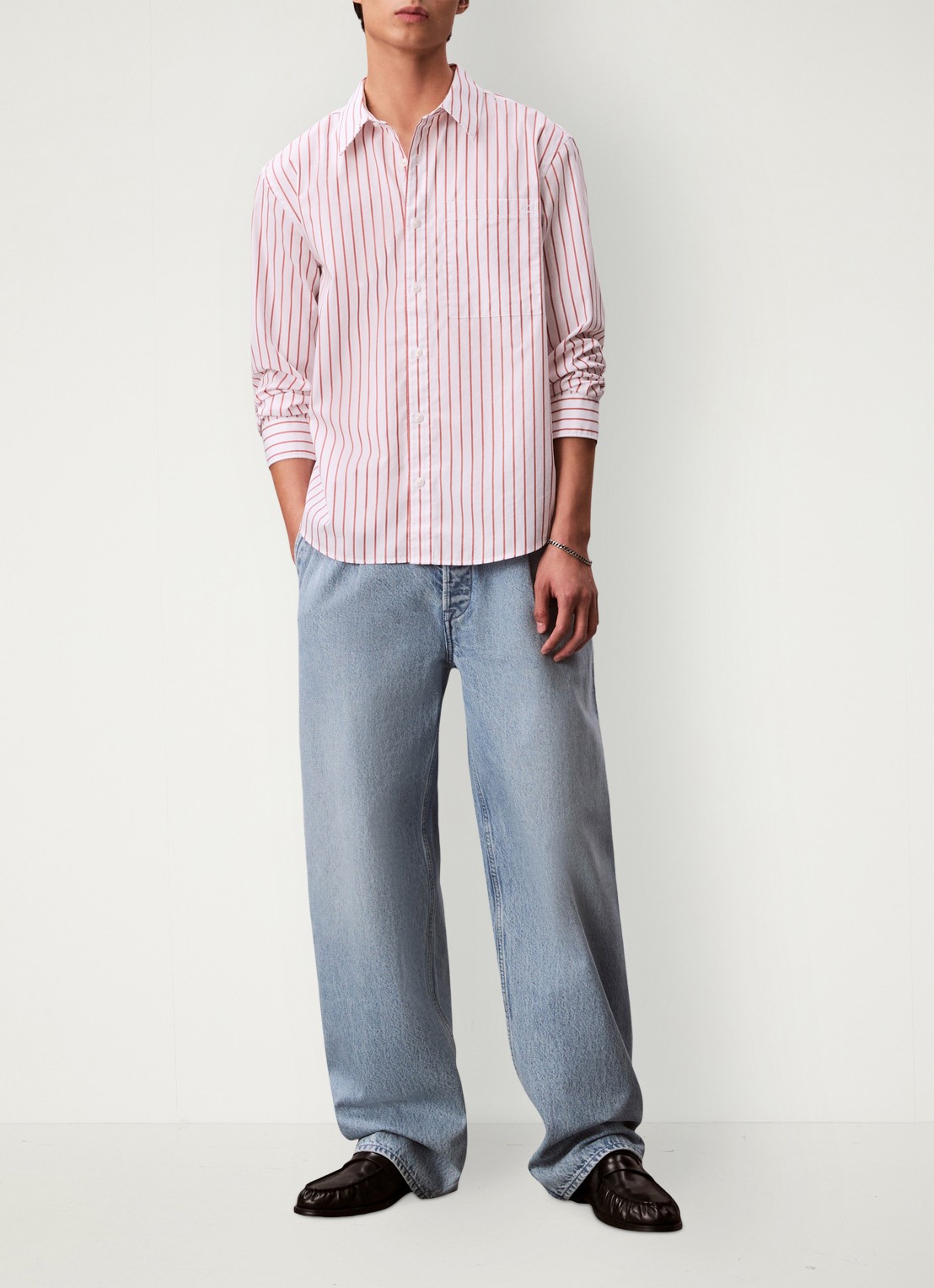 Calvin Klein Regular fit overhemd met streepprint - voorkant 2 rood