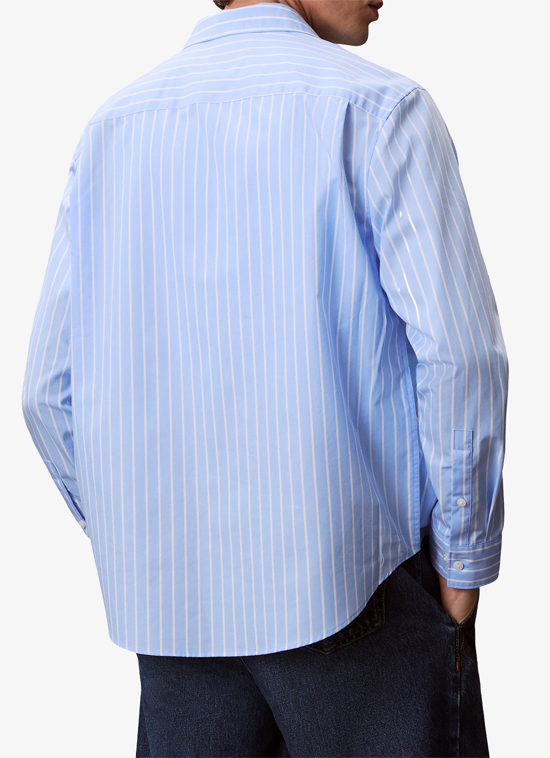 Calvin Klein Regular fit overhemd met streepprint - achterkant 3 blauw