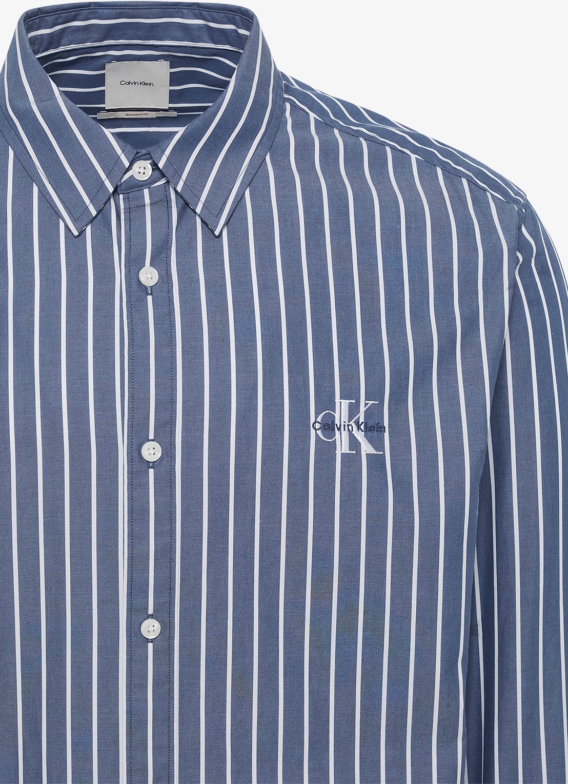 Calvin Klein Regular fit overhemd met streepprint - detail 2 dark denim-cec /  blauw
