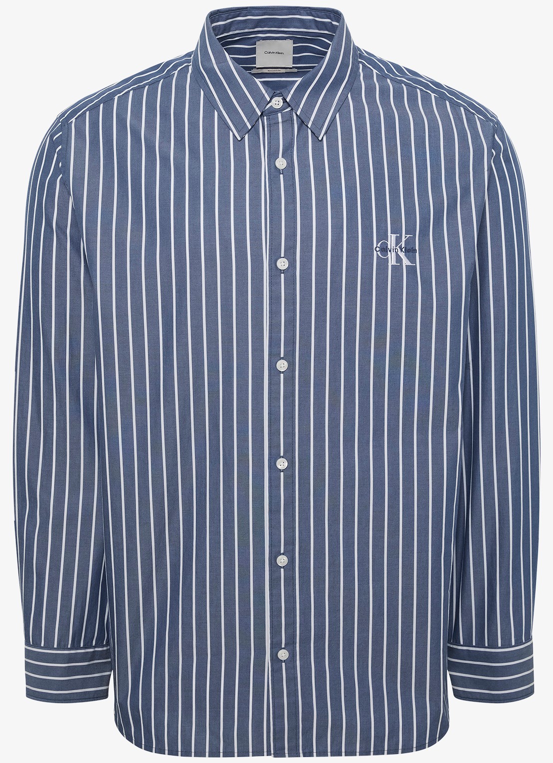 Calvin Klein Regular fit overhemd met streepprint - voorkant 3 dark denim-cec /  blauw