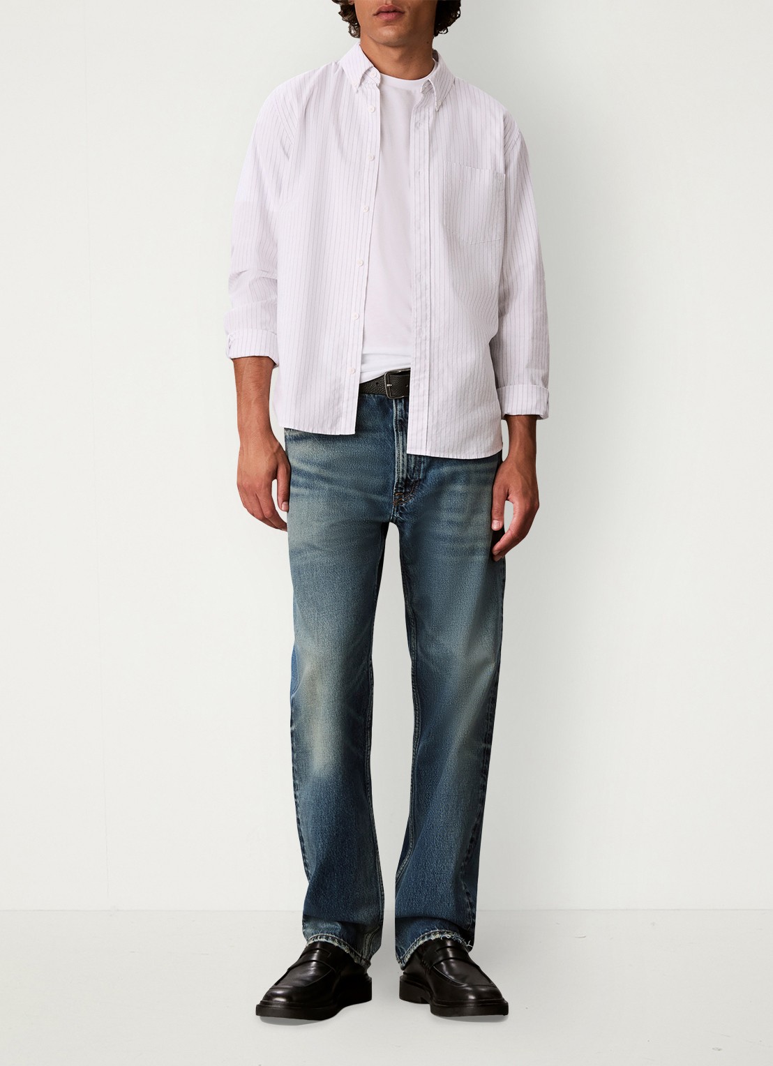 Calvin Klein Regular fit overhemd met streepprint - voorkant 3 wit