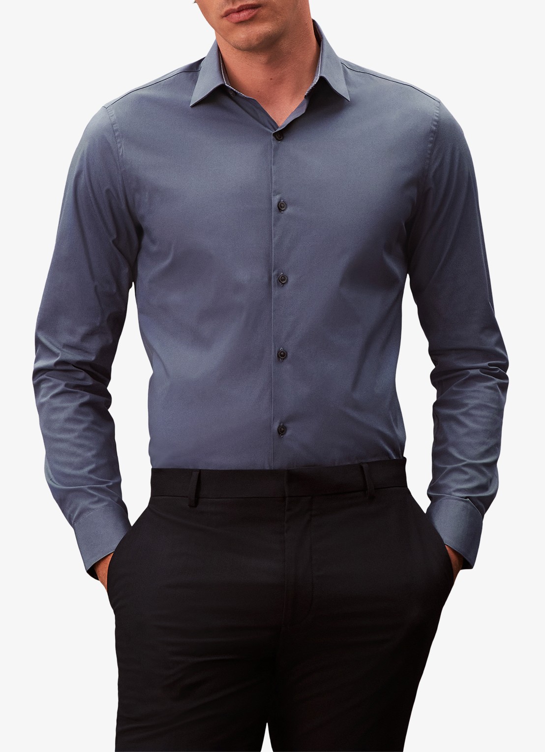 Calvin Klein Regular fit overhemd met stretch - detail blauw