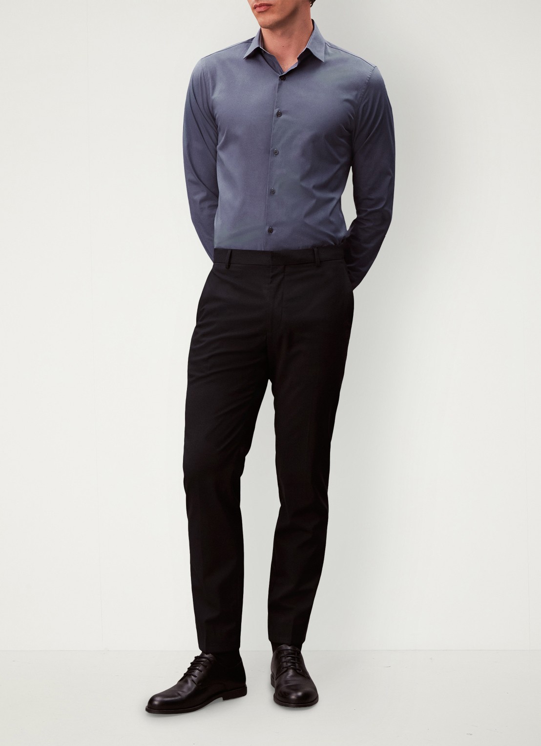 Calvin Klein Regular fit overhemd met stretch - voorkant 6 blauw