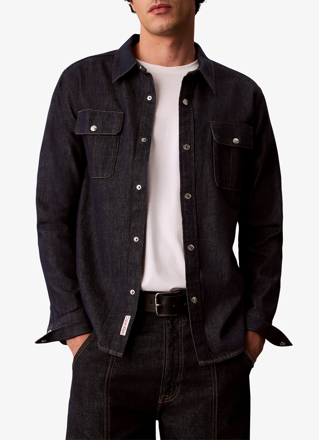 Calvin Klein Regular fit overhemd van denim - detail 4 indigo