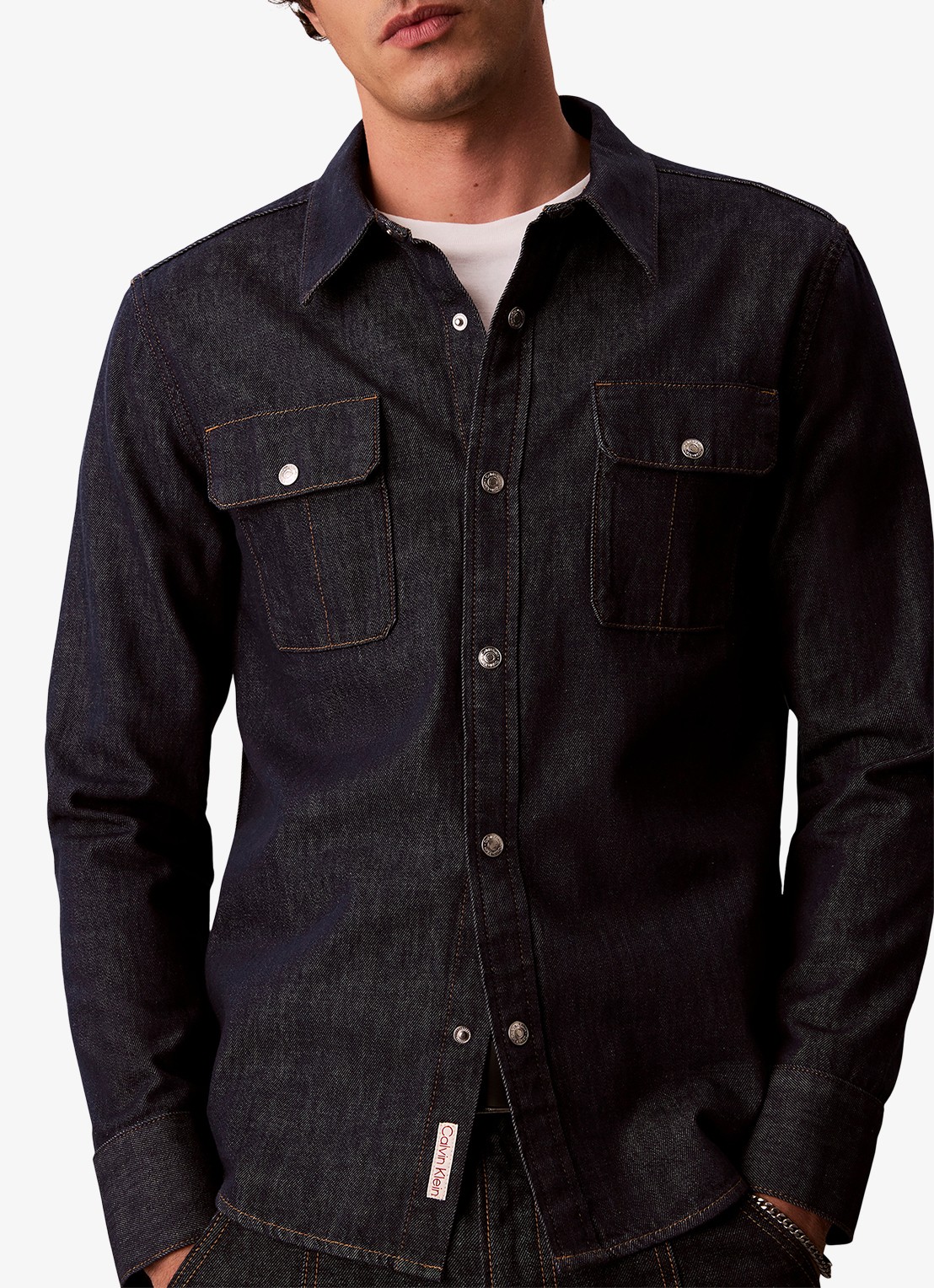 Calvin Klein Regular fit overhemd van denim - detail 6 indigo