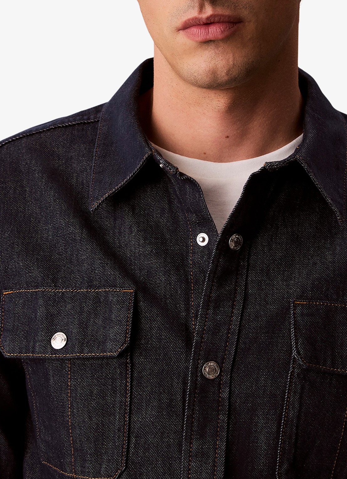 Calvin Klein Regular fit overhemd van denim - detail 7 indigo