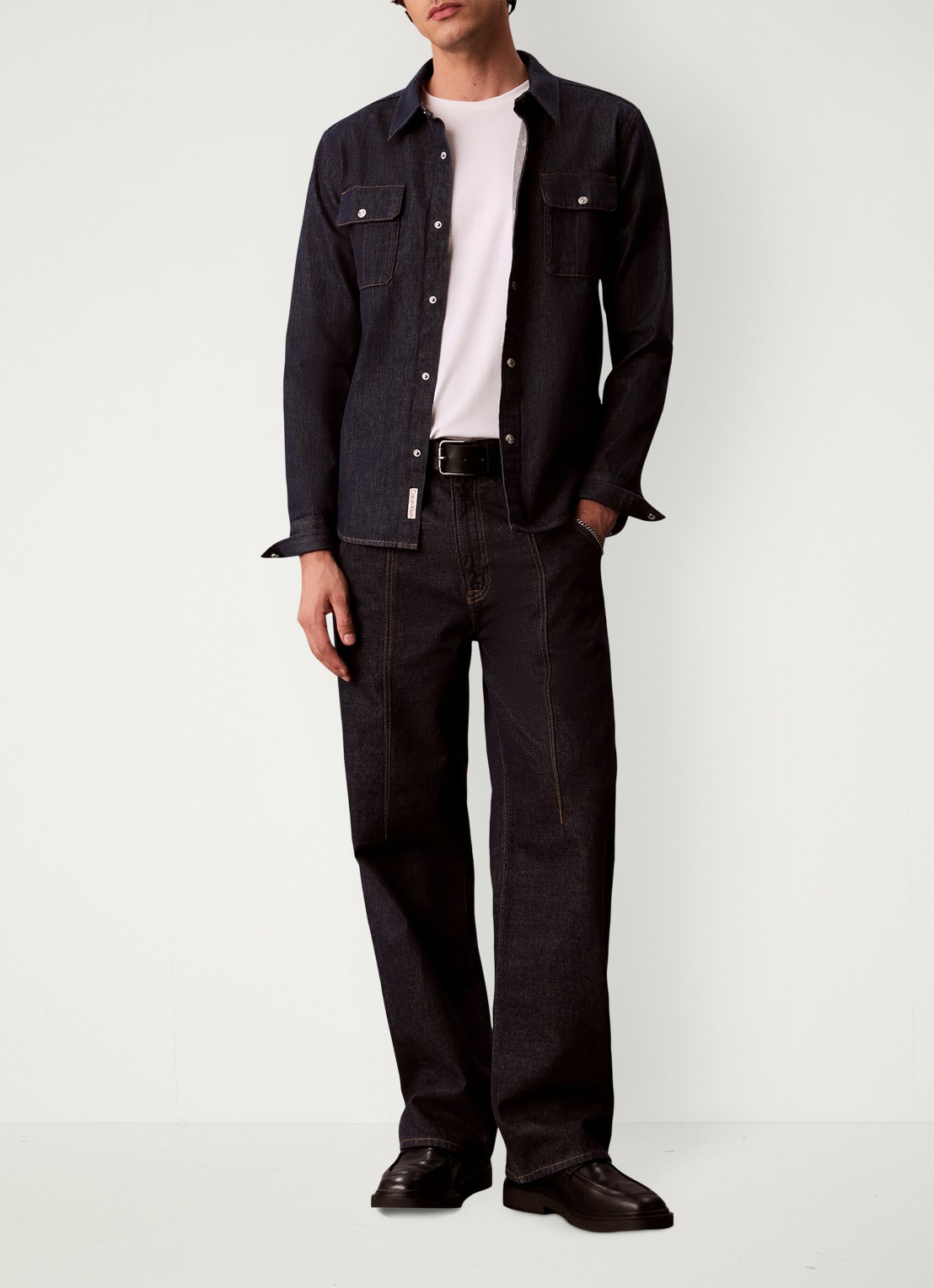 Calvin Klein Regular fit overhemd van denim - voorkant 3 indigo