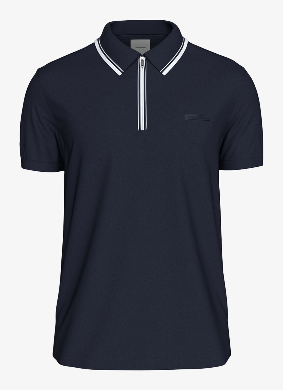 Calvin Klein Regular fit polo met halve rits - voorkant 6 dark sapphire-cef